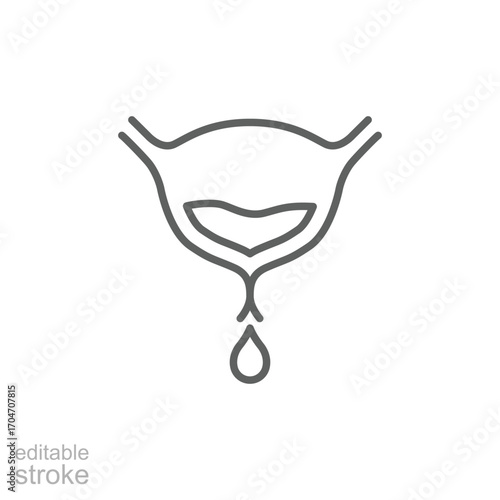 Bladder infection icon. Simple outline style. Incontinence, urinary, bladder, cancer, tract, disorder, problem, infection, health element concept. Thin line symbol. Isolated design editable stroke.