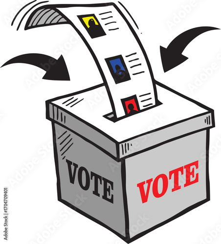 Hand drawn of voting ballot box icon, Election Vote concept, Simple line design for web site, logo, app, Vector illustration