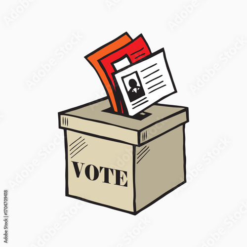 Hand drawn of voting ballot box icon, Election Vote concept, Simple line design for web site, logo, app, Vector illustration
