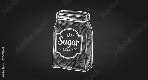 Chalk drawing of sugar packet
