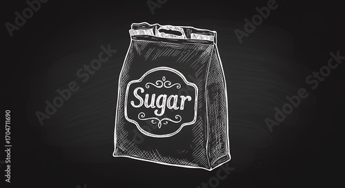 Chalk drawing sugar packet