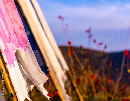 Colorful banners fluttering in the breeze