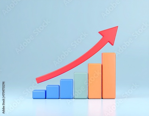 Colorful bar graph with upward trend
