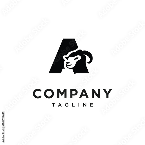 Letter A Merino Sheep Logo Icon Vector