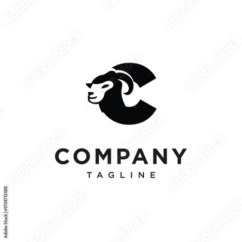 Letter C Merino Sheep Logo Icon Vector