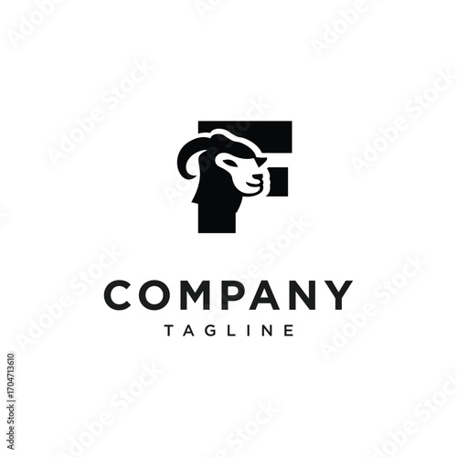 Letter F Merino Sheep Logo Icon Vector
