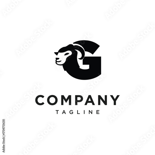 Letter G Merino Sheep Logo Icon Vector