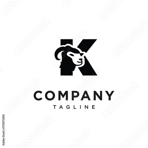 Letter K Merino Sheep Logo Icon Vector