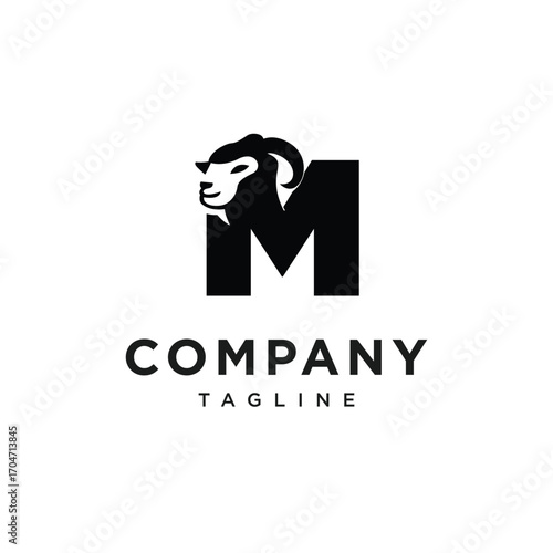 Letter M Merino Sheep Logo Icon Vector