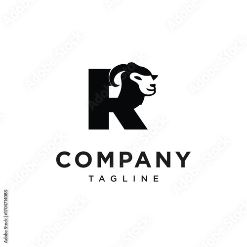 Letter R Merino Sheep Logo Icon Vector