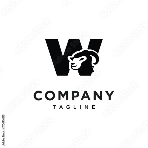 Letter W Merino Sheep Logo Icon Vector