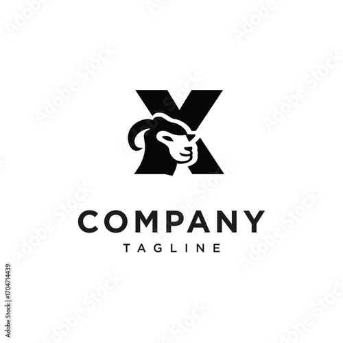 Letter X Merino Sheep Logo Icon Vector