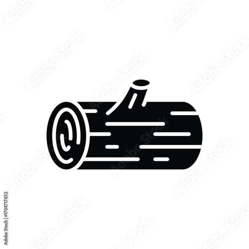 Log wood icon. Simple glyph style. Element of autumn, tree, trunk, stump, firewood, bark, wooden, cut, pile, lumberjack, nature concept. Silhouette, solid symbol. Isolated design.