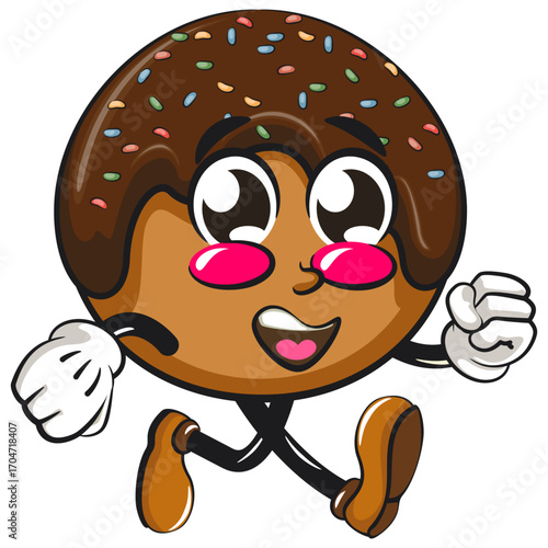 cute chocolate ball mascot character vector illustration walking, work of hand drawn