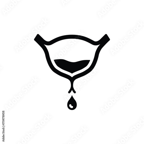 Bladder infection icon. Simple glyph style. Incontinence, urinary, bladder, cancer, tract, disorder, problem, infection, health element concept. Silhouette, solid symbol. Isolated design.