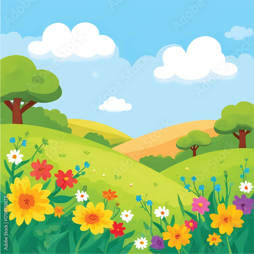 spring landscape with flowers