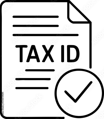 E commerce business tax document with tax ID and check mark icon for approval