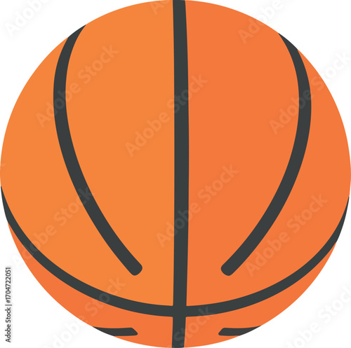 Classic orange basketball icon in a flat vector style. A simple illustration representing sports, games, athletic competition, and physical activity concepts