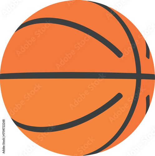 Illustration of a Basketball A Graphic Depiction of a Standard Orange and Black Basketball with Distinctive Panel Lines, Ideal for Sports Designs