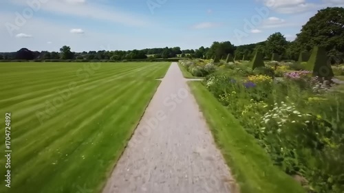 Scenic countryside path through lush garden