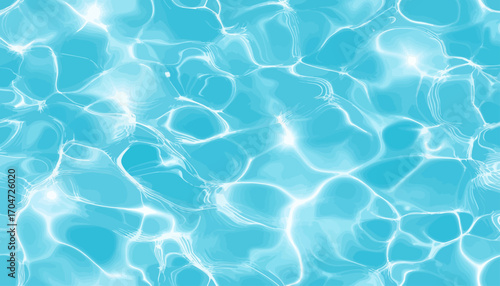 Sparkling turquoise water surface with sunlight reflections, abstract summer vacation background, pool water texture