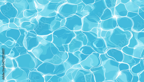 Crystal Clear Blue Water Surface Texture with Refraction Pattern for Summer Background or Backdrop
