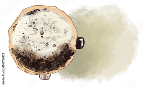 ドリップしているコーヒーを俯瞰からスケッチしたイラスト