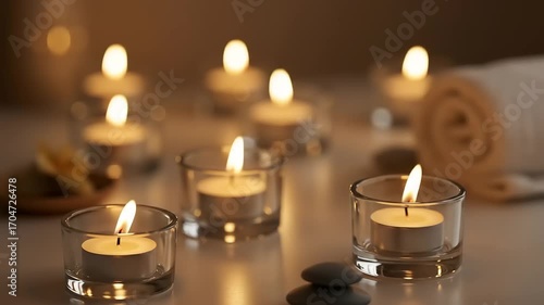 Wallpaper Mural Serene tealights illuminate a tranquil spa setting Torontodigital.ca