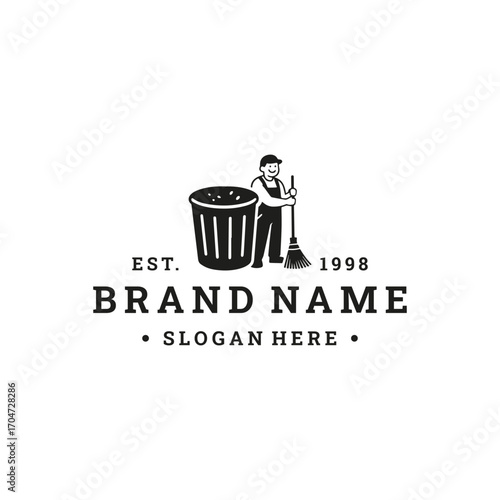 Cleaner logo vector hipster vintage illustration