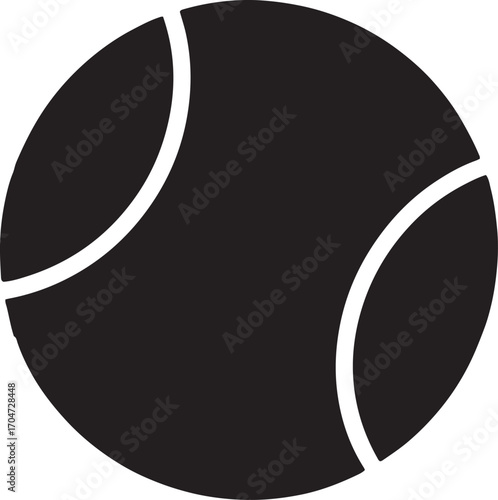 Minimalist tennis ball silhouette icon. Isolated vector illustration of sports equipment for athletic logos, game applications, and recreational design elements