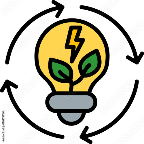 Energy Efficiency lineal color icon