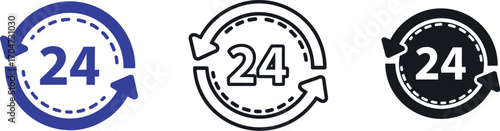 Vector twenty four hours service icon set design