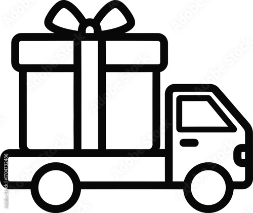 Gift delivery truck icon for shipping services
