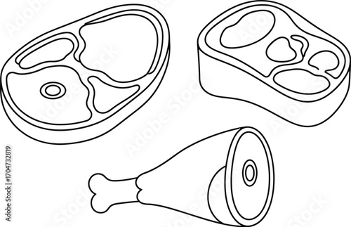 Meat cuts vector illustration food drawing art