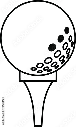 Golf ball on tee vector outline drawing isolated