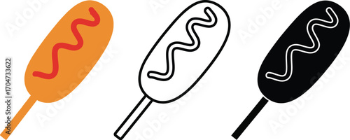 Corn dog vector illustration food on a stick