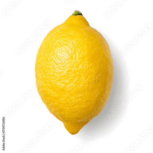 A single ripe yellow lemon isolated on a white background