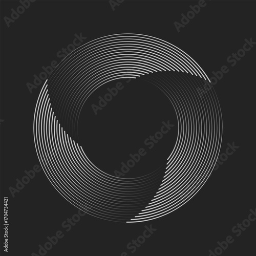 Abstract black and white vector illustration radial stripe gradient turning rays pattern