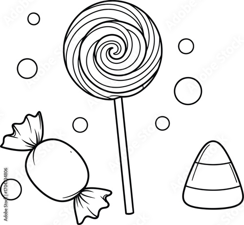 Halloween candy coloring page for kids and adults