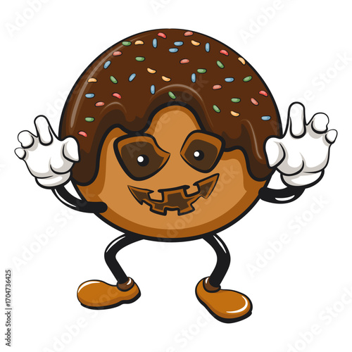 cute chocolate ball mascot character vector illustration become a scary halloween character, work of hand drawn