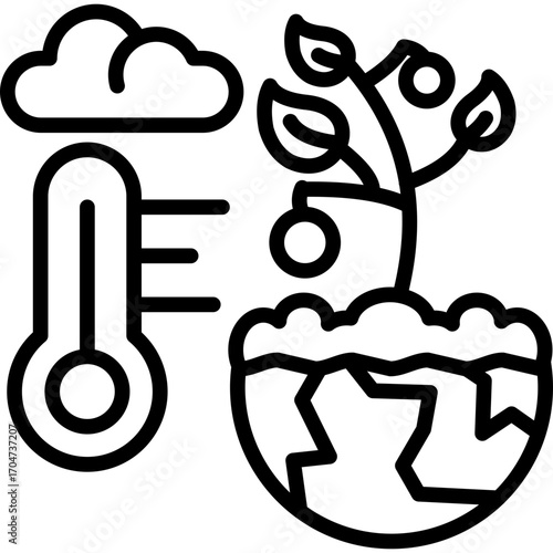 Climate Change Action line icon