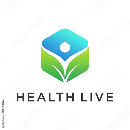 Eco health logo, nature leave logo minimalist design green eco concept bio ecology health life environmental conservation plant growth symbol