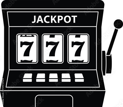 Lucky slot machine showing three sevens for a jackpot win, symbolizing fortune and gambling.
