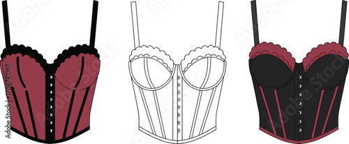 Elegant corset designs showcasing vintage style and intricate detailing
