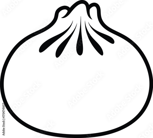 Simple line drawing of a delicious steamed bun, perfect for food concepts