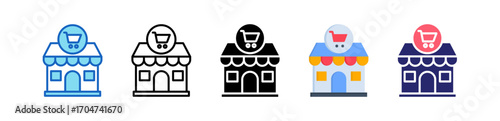 Retailer Multiple Style Icon Set Collection. 