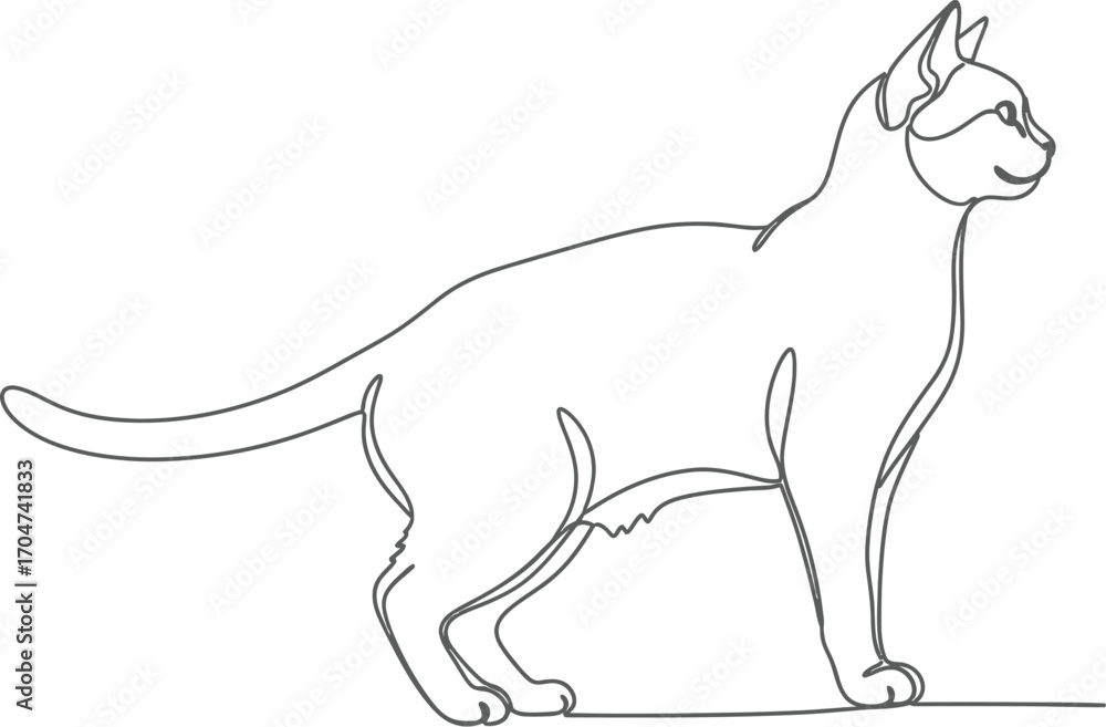 Fototapeta premium Elegant feline silhouette drawn with a single continuous line, showcasing grace and simplicity
