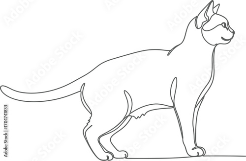 Elegant feline silhouette drawn with a single continuous line, showcasing grace and simplicity
