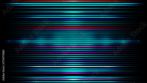 abstract digital background with vibrant neon light streaks and futuristic energy waves in motion visualizing sound data and colorful spectrum patterns on a dark glowing design
