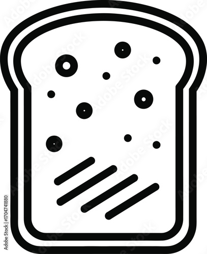 Simple line art illustration of a slice of toast with a crust